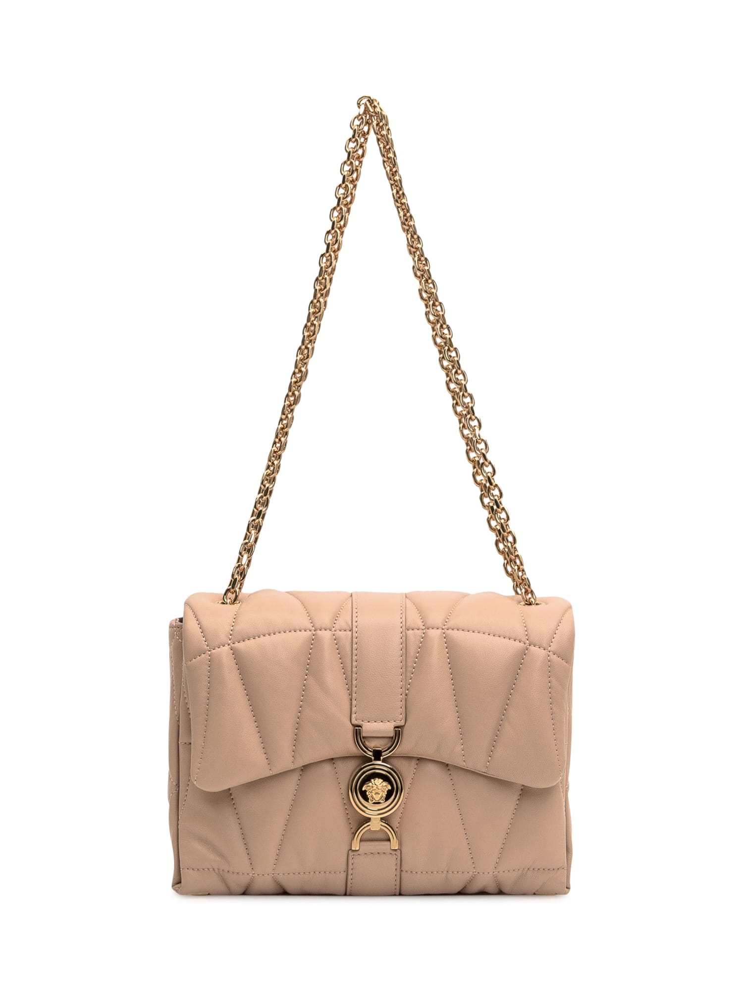 Versace Kleio Quilted Shoulder Bag - Nude