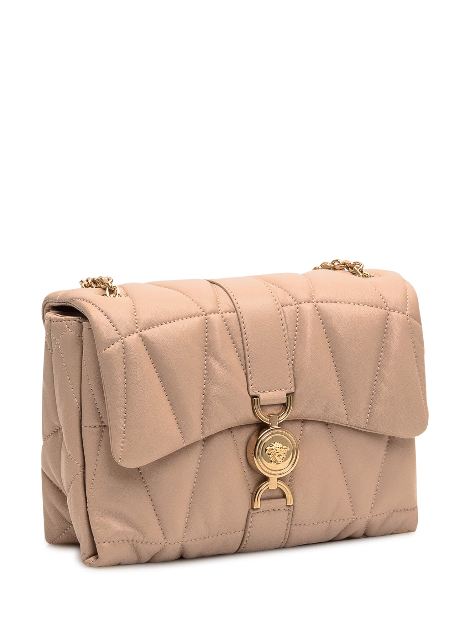 Versace Kleio Quilted Shoulder Bag - Nude