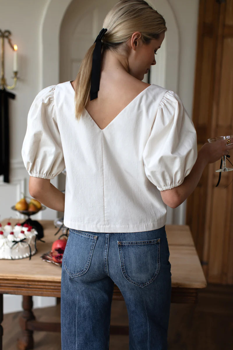 Emerson Fry Viscose V Top - Swan