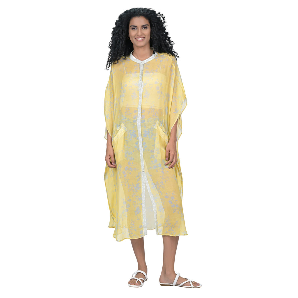 Vismaya Foliage Harmony Caftan - Yellow