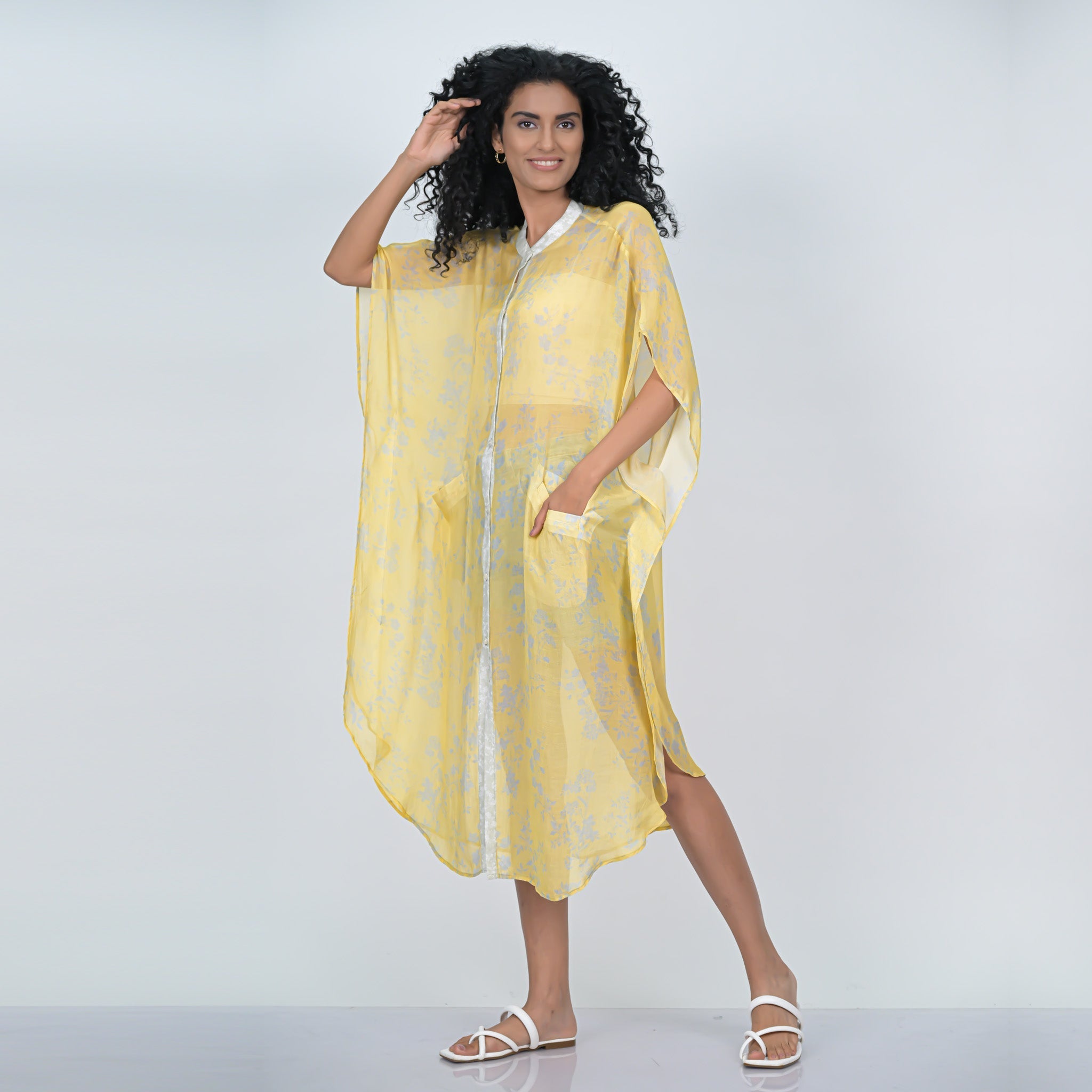 Vismaya Foliage Harmony Caftan - Yellow