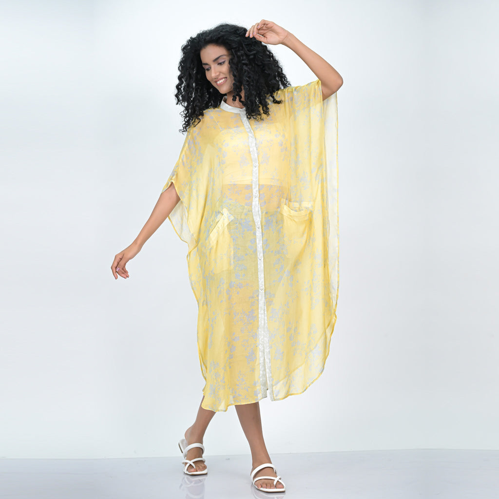 Vismaya Foliage Harmony Caftan - Yellow