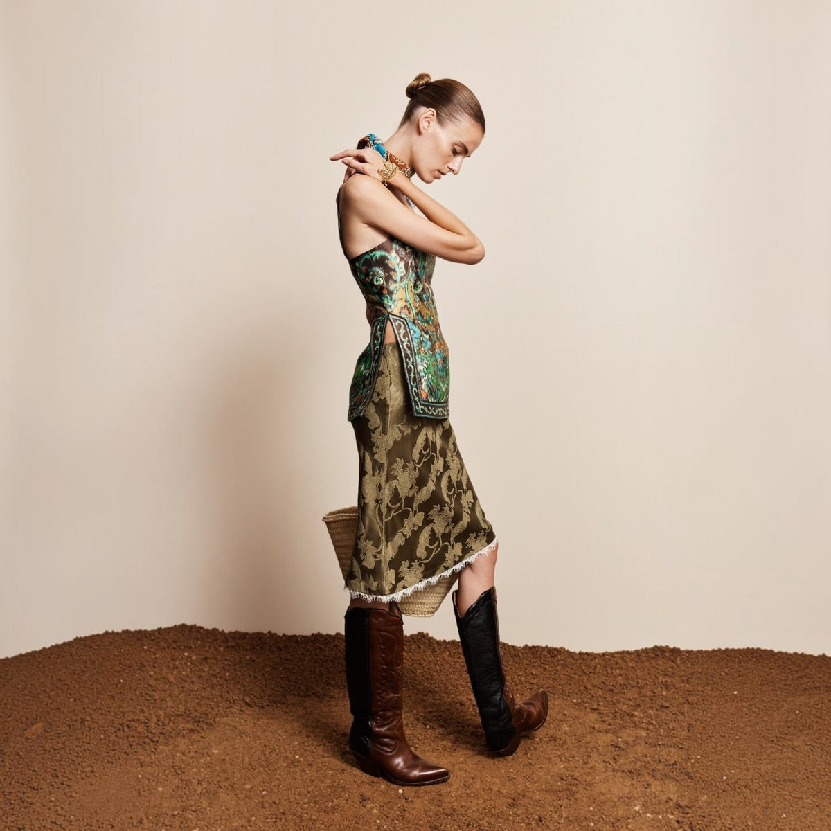 ALÉMAIS Winifred Bias Slip Skirt - Khaki