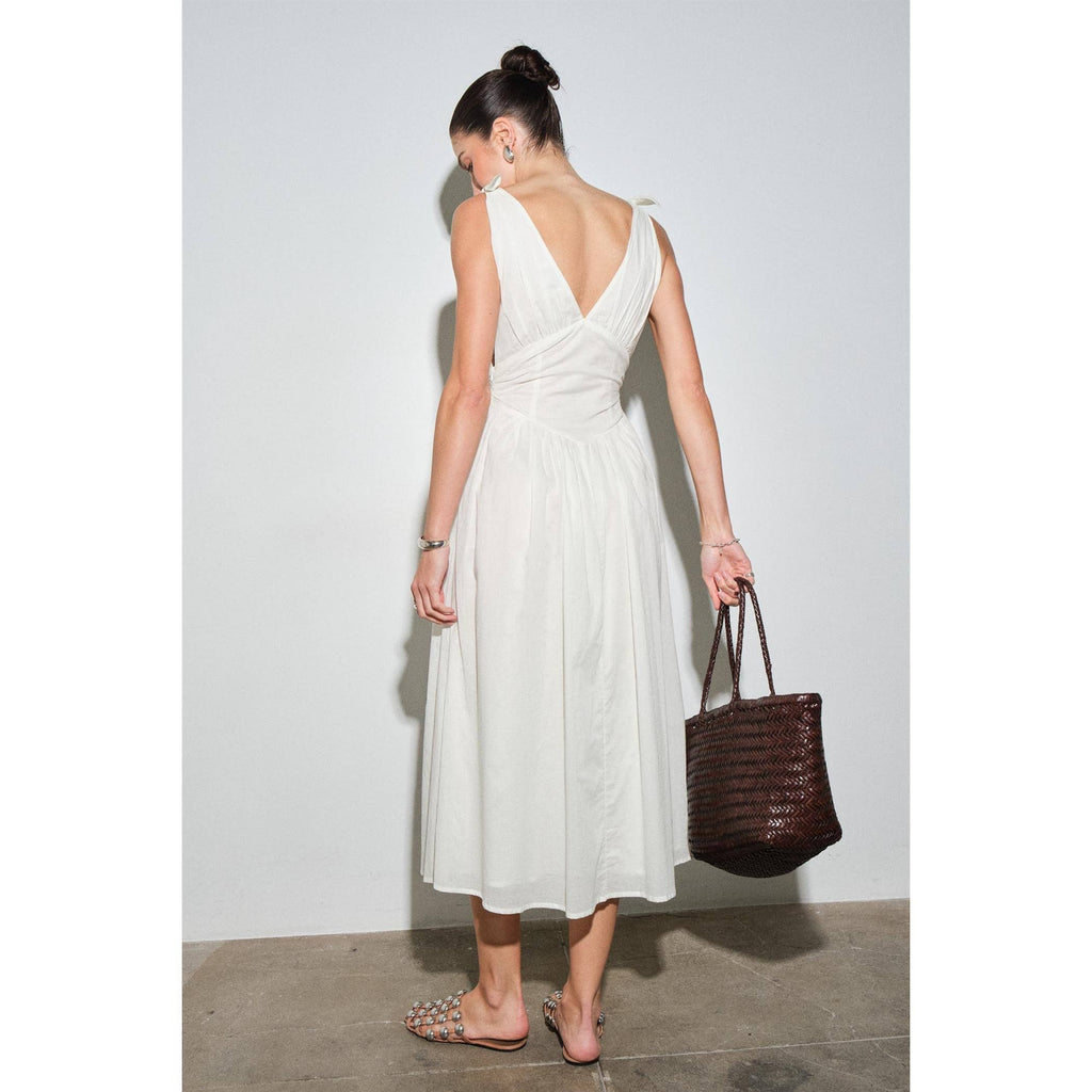 Loucia Biarritz Cotton Poplin Corset-Waist Maxi Dress