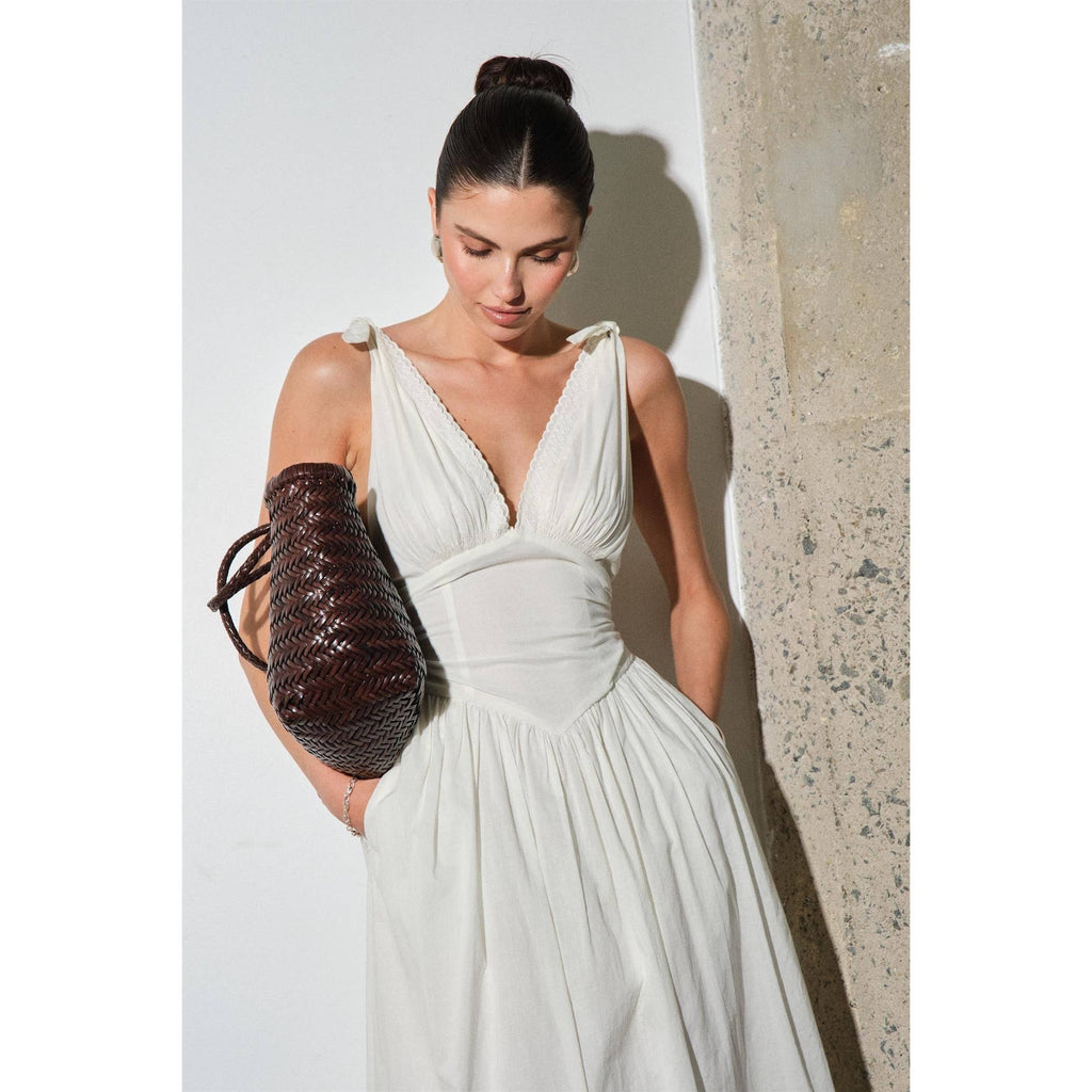 Loucia Biarritz Cotton Poplin Corset-Waist Maxi Dress