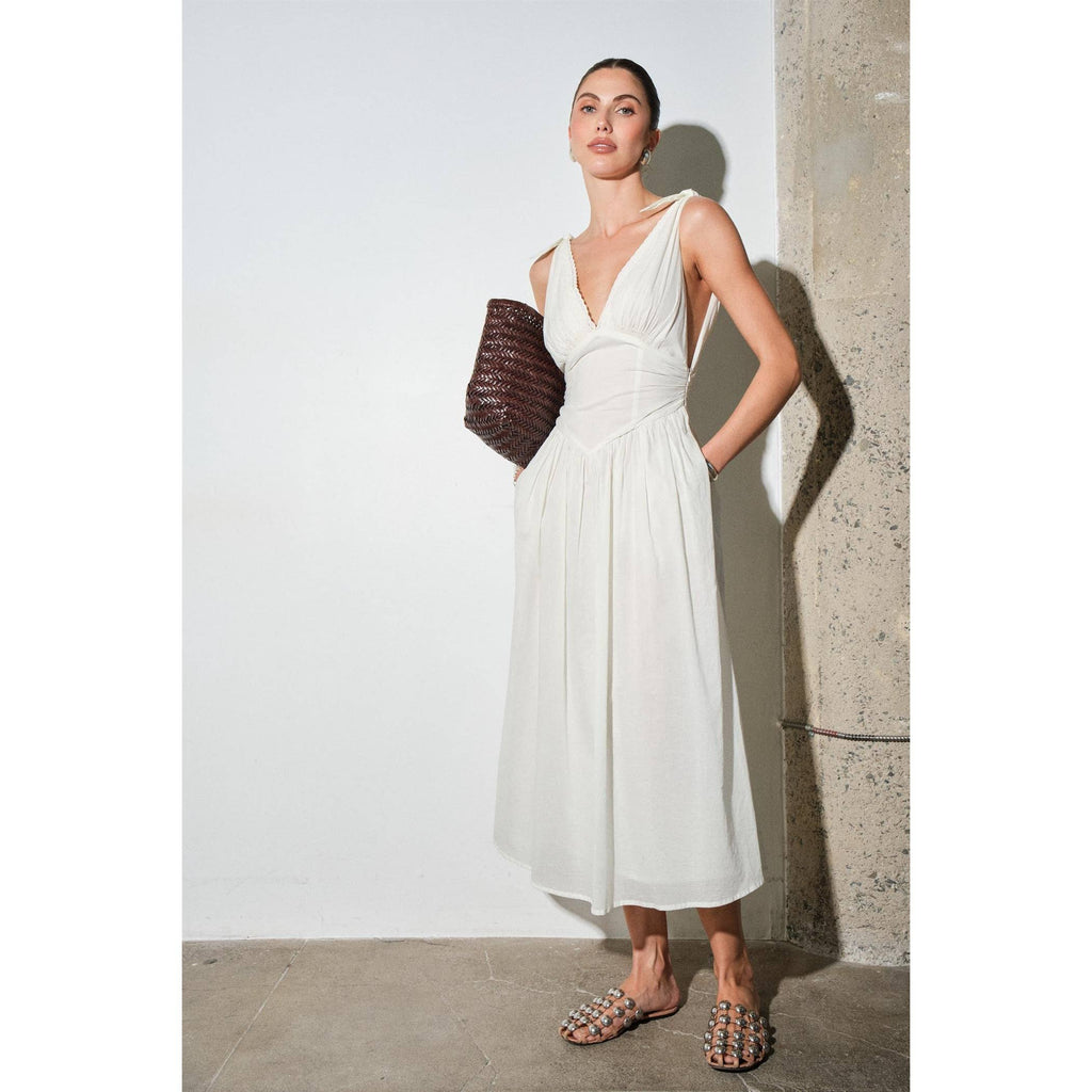 Loucia Biarritz Cotton Poplin Corset-Waist Maxi Dress