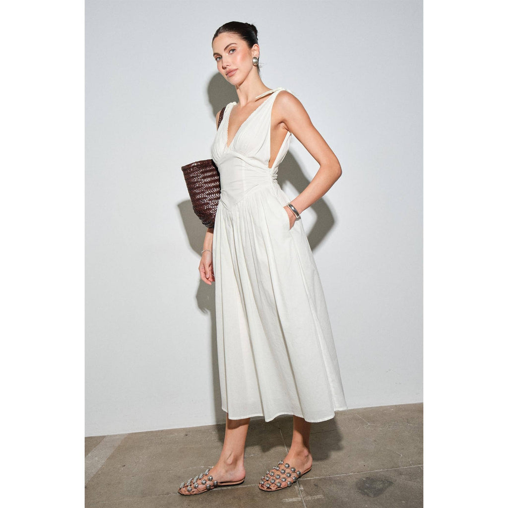 Loucia Biarritz Cotton Poplin Corset-Waist Maxi Dress
