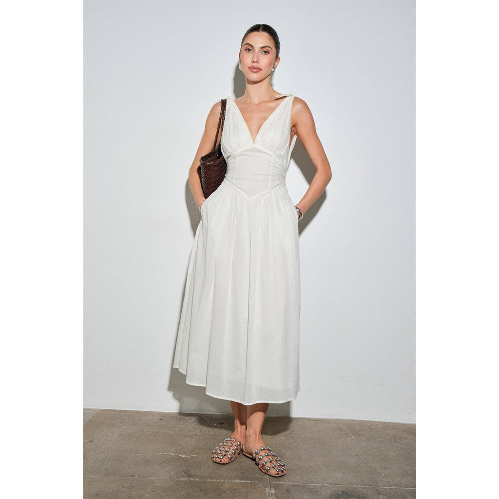 Loucia Biarritz Cotton Poplin Corset-Waist Maxi Dress