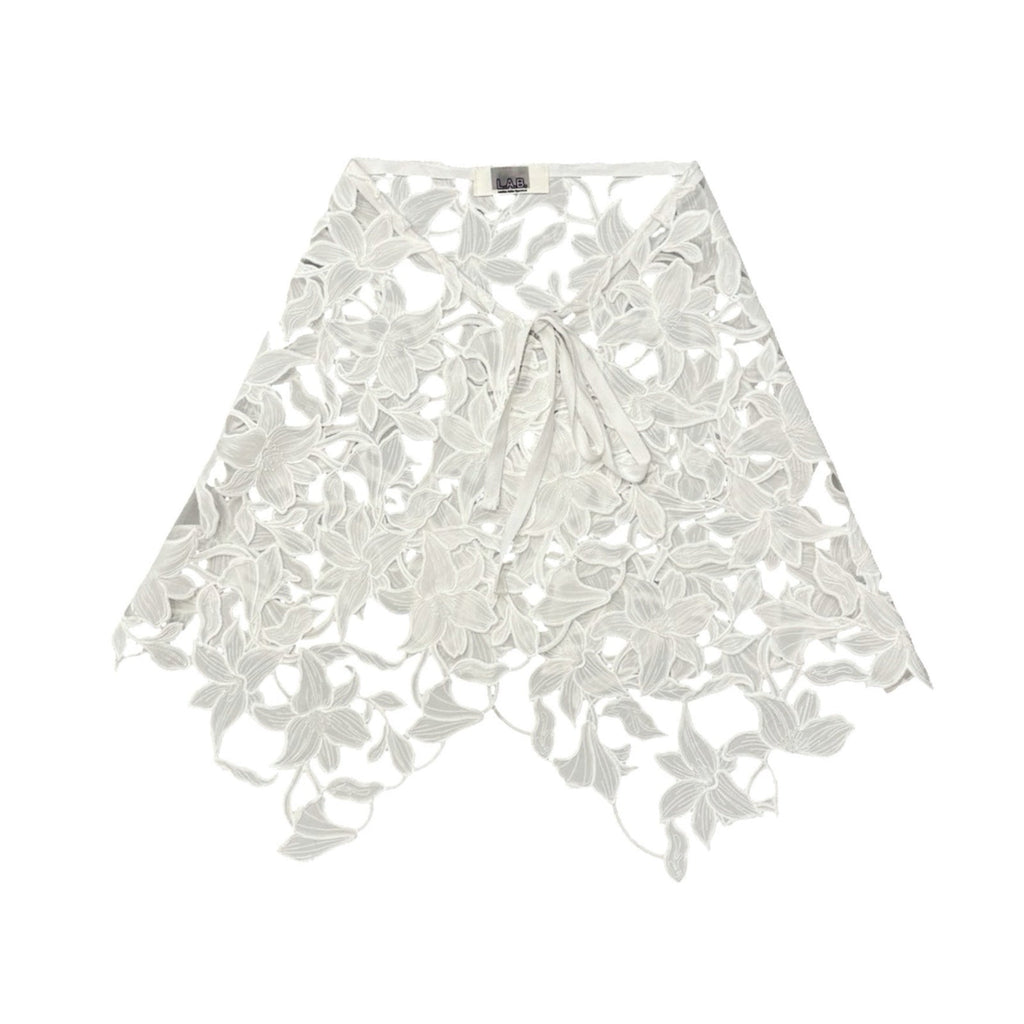 London Atelier Byproduct Floral 3D Lace Wrap-Tie Apron Skirt