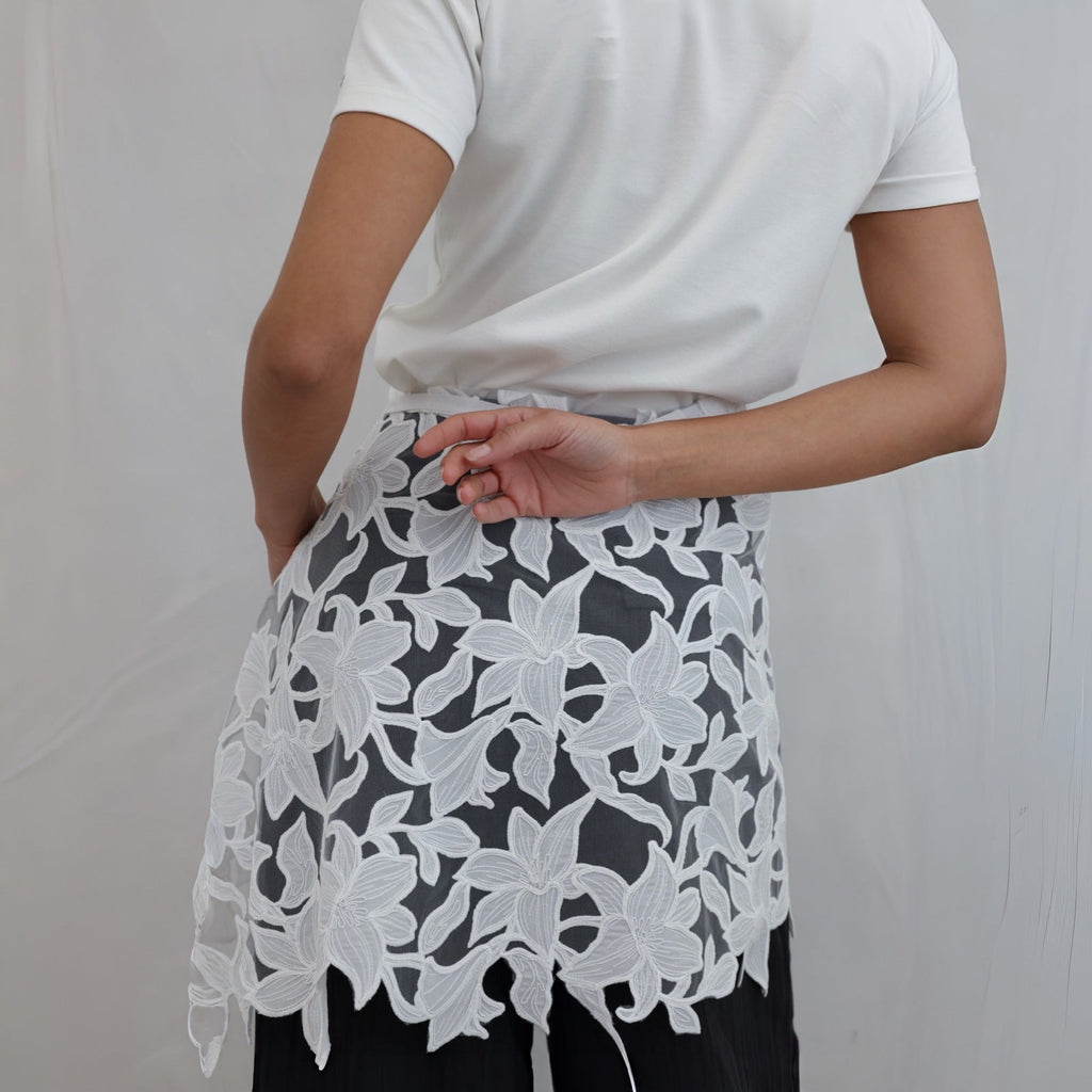 London Atelier Byproduct Floral 3D Lace Wrap-Tie Apron Skirt