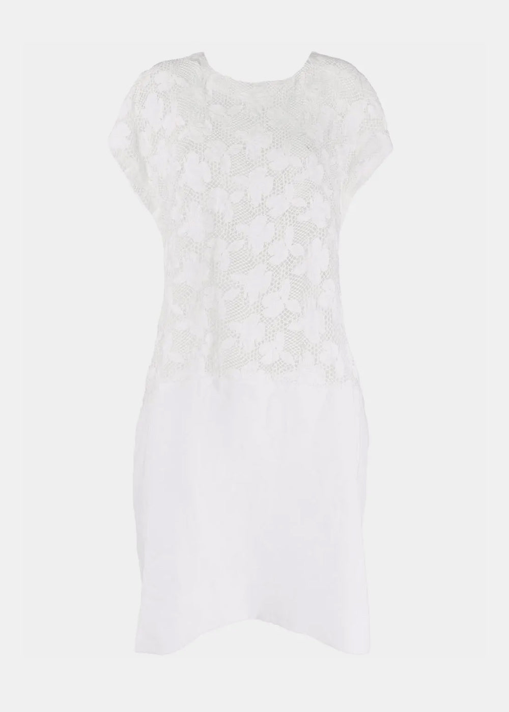Comme des Garçons Floral-Embroidered Mesh T-shirt Dress - White