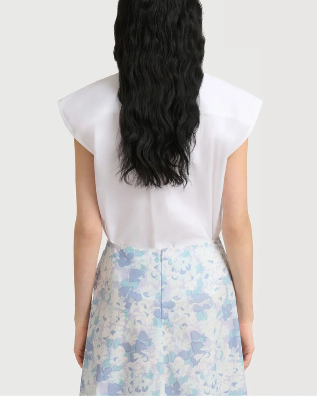 Marni Poplin Sleeveless Blouse with Neck Tie - White