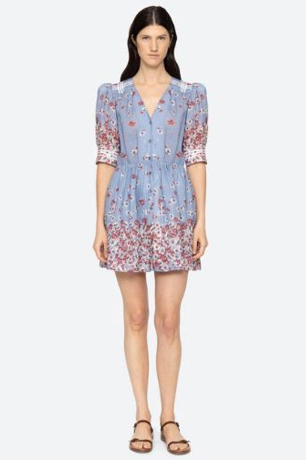 Sea NY Whitney Puff Mini Dress - Blue