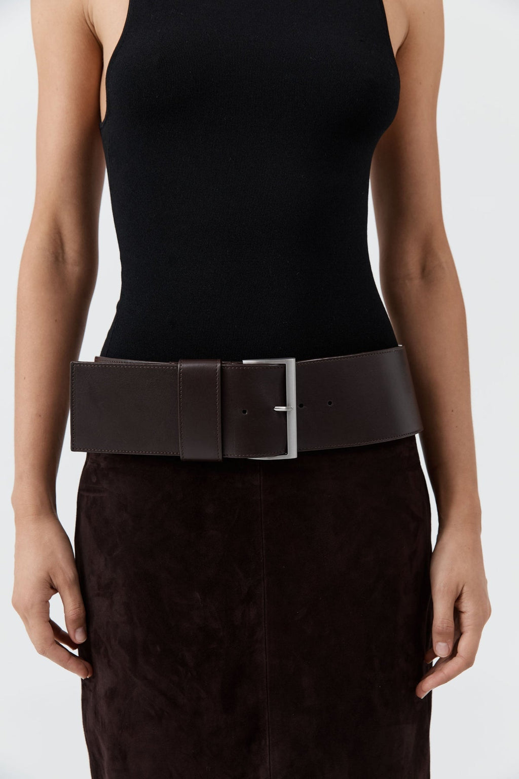 St. Agni Wide Classic Belt - Coffee