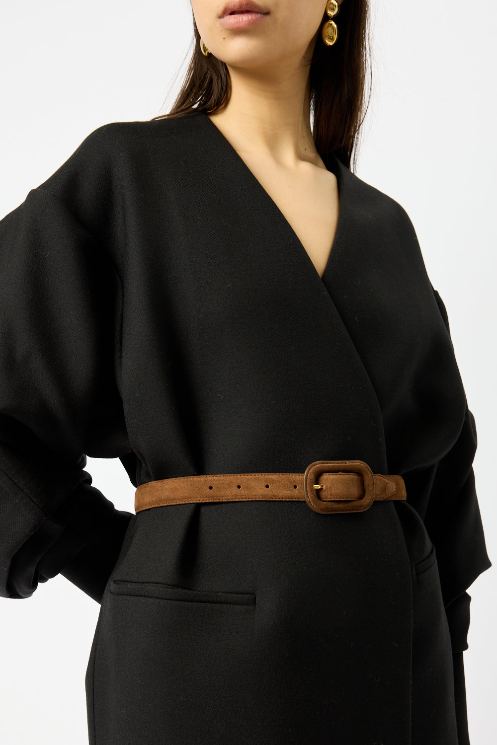 Totême Wide Covered Buckle Suede Belt