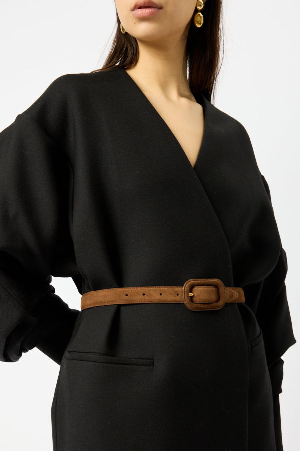 Totême Wide Covered Buckle Suede Belt