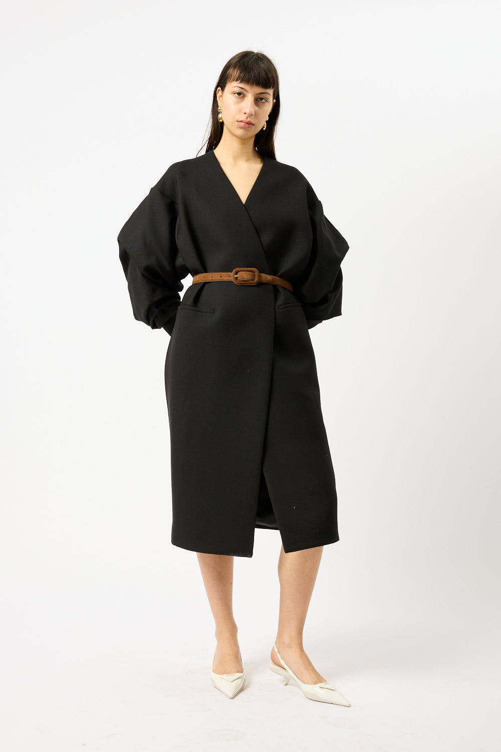 Totême Wide Covered Buckle Suede Belt