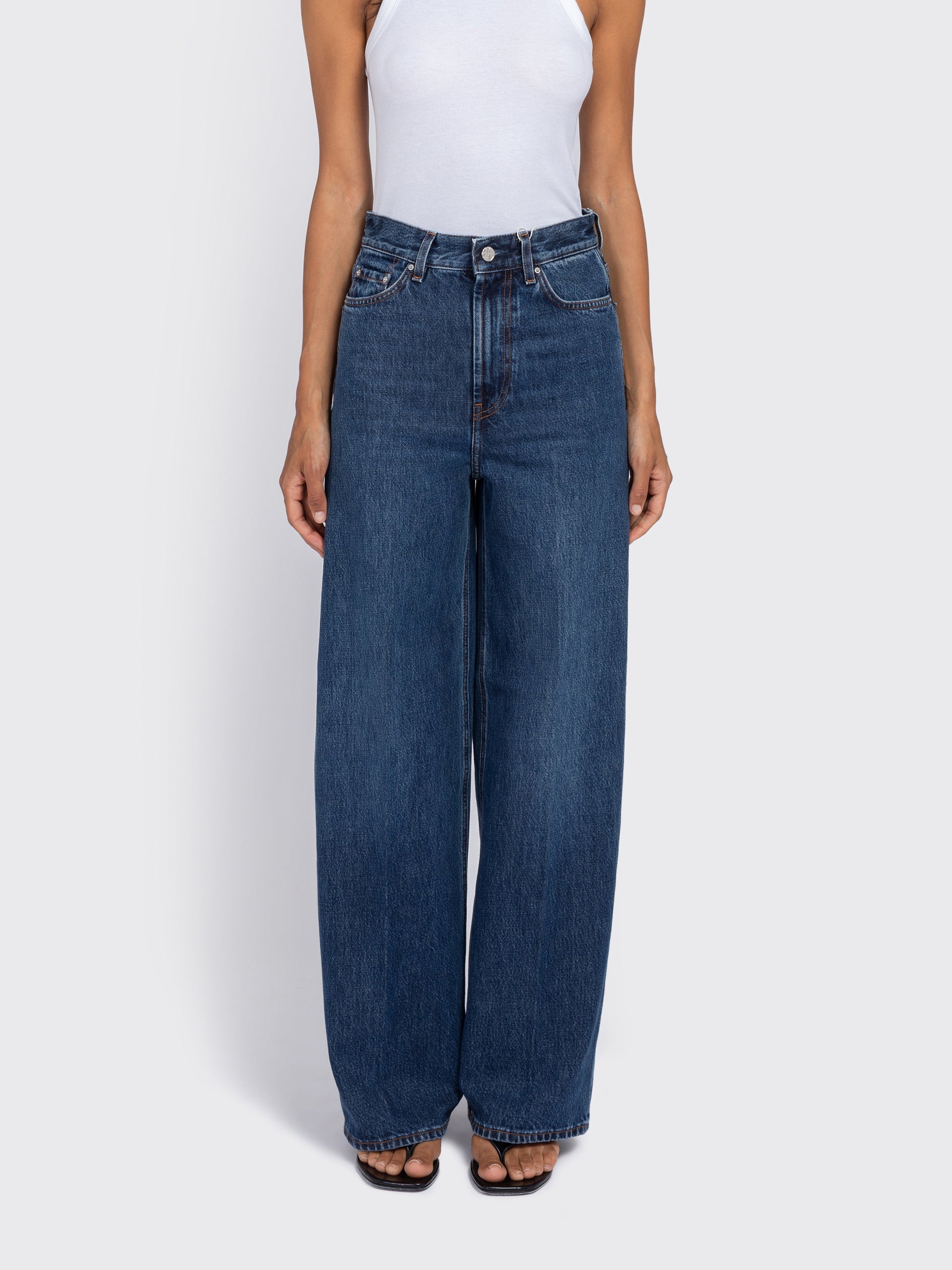 Totême Wide Leg Denim Jeans - Dark Blue