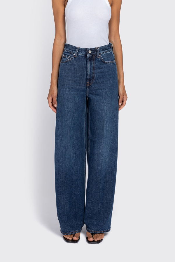 Totême Wide Leg Denim Jeans - Dark Blue
