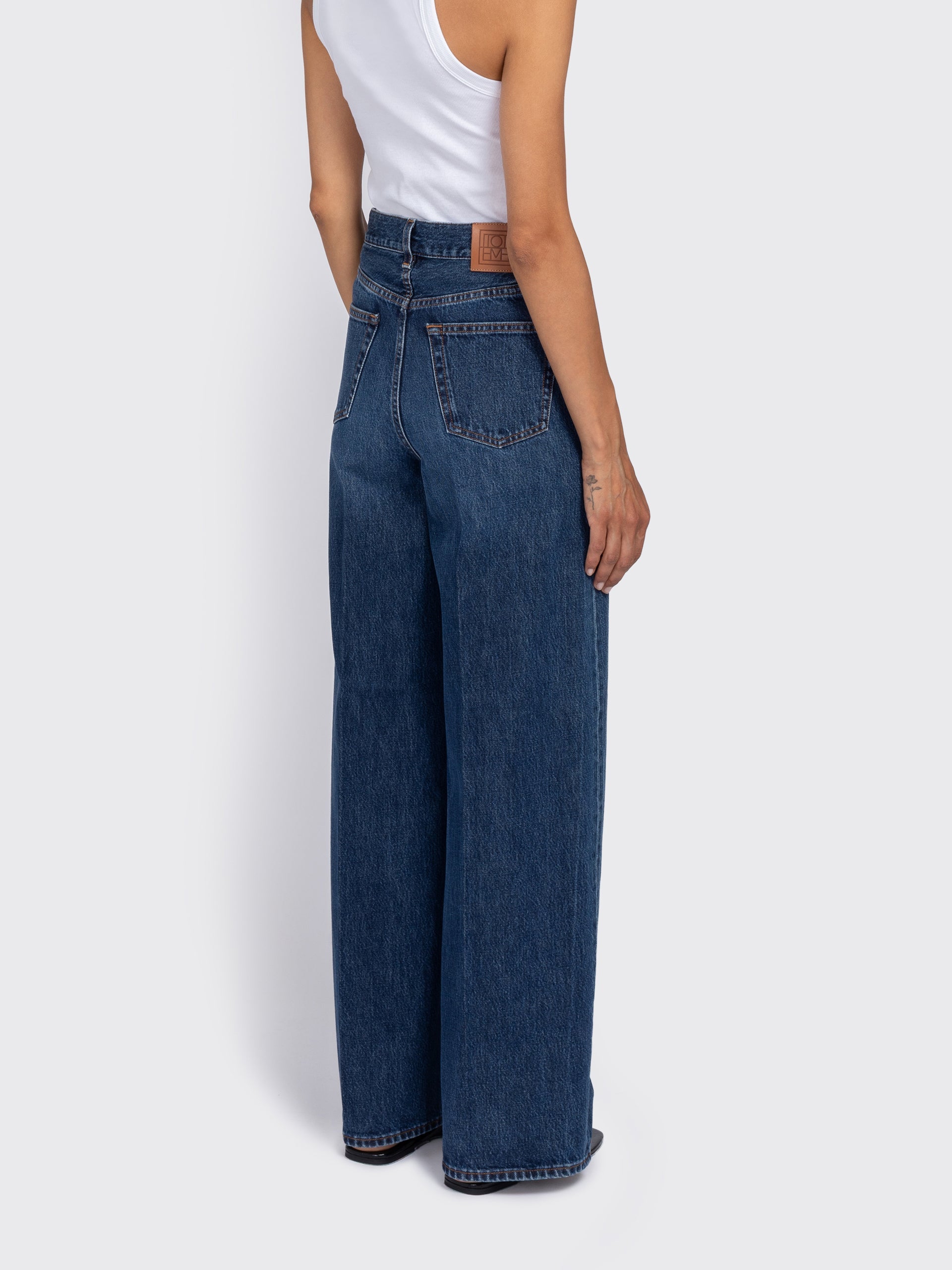 Totême Wide Leg Denim Jeans - Dark Blue