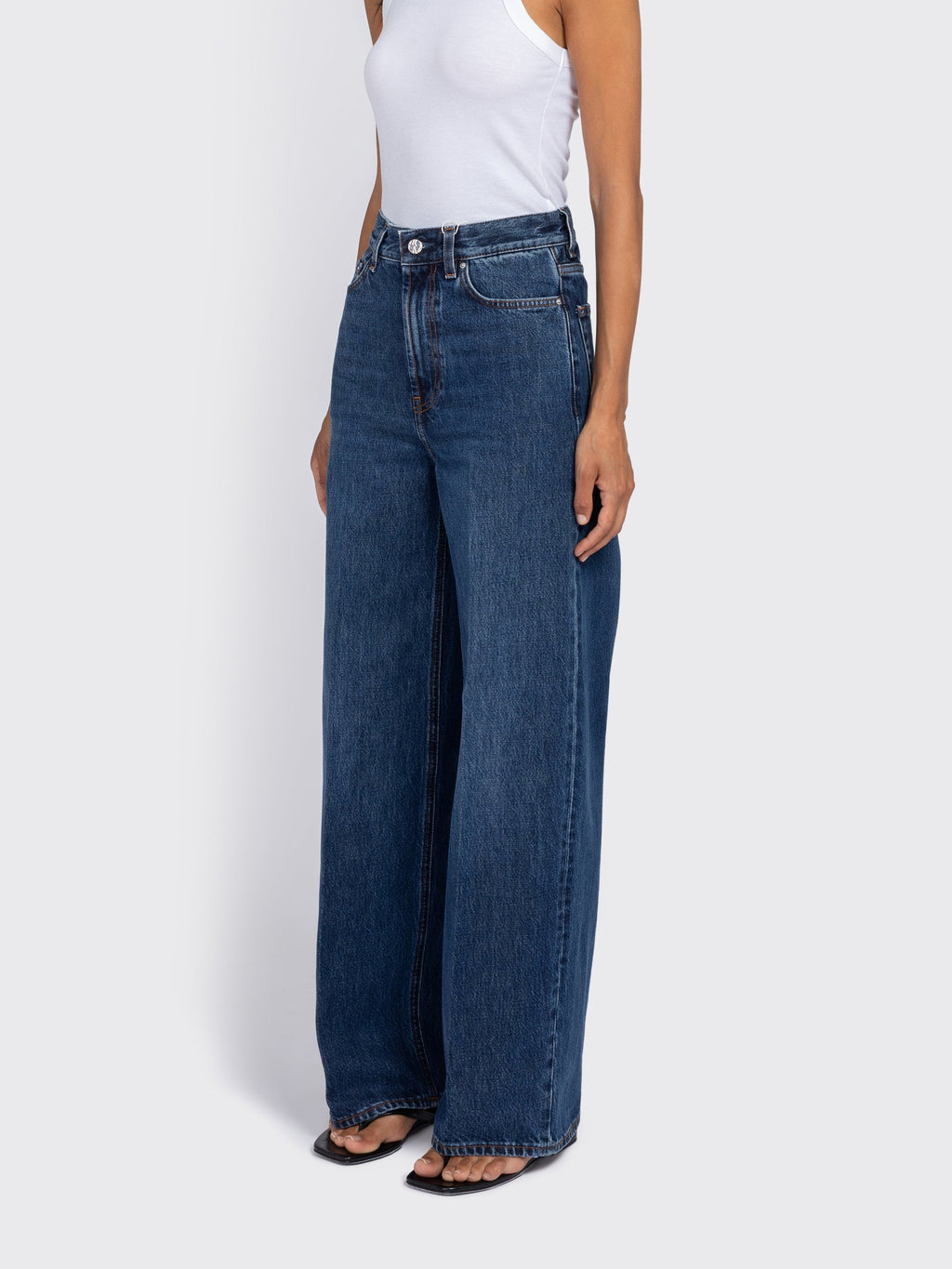 Totême Wide Leg Denim Jeans - Dark Blue