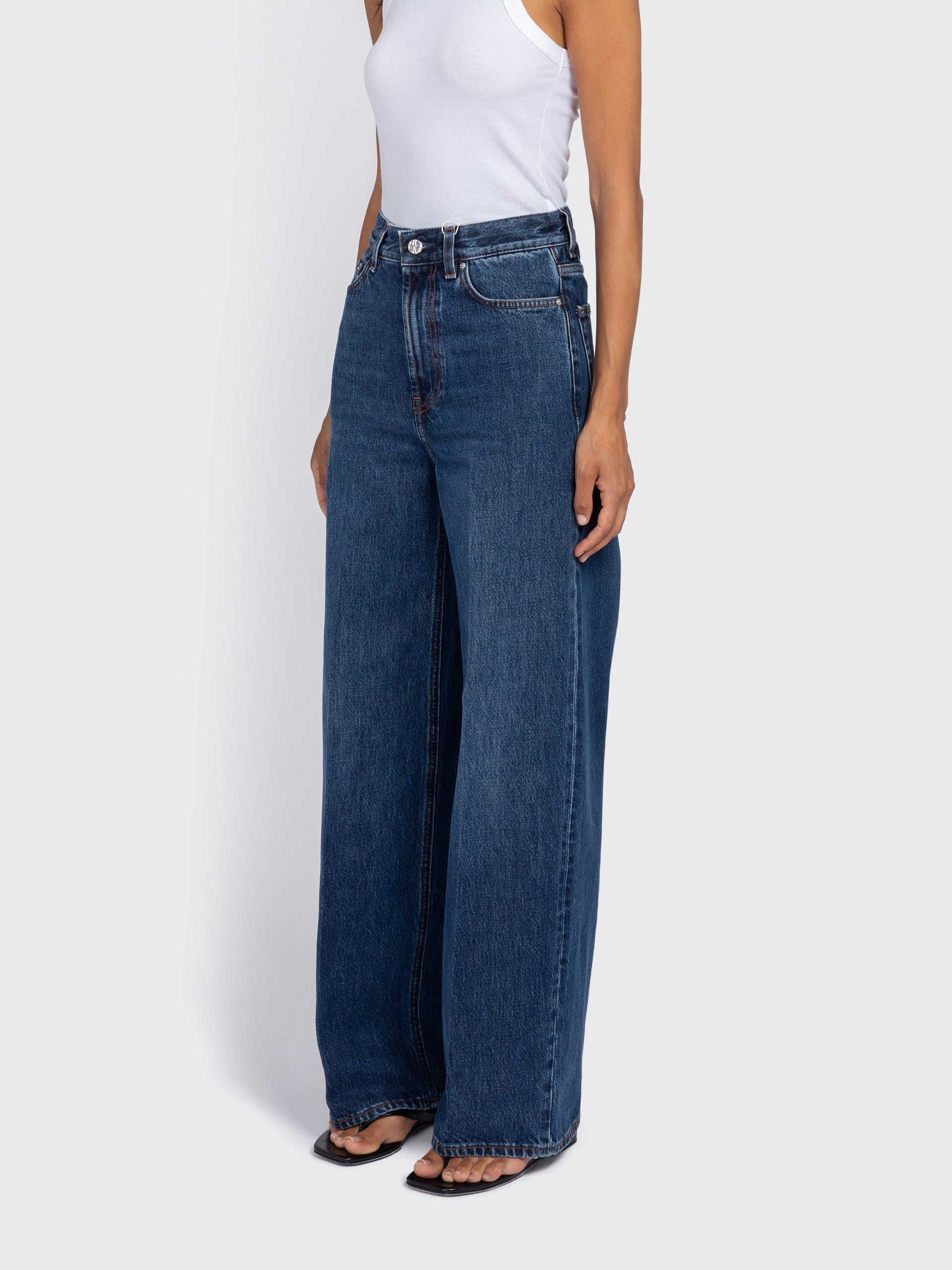 Totême Wide Leg Denim Jeans - Dark Blue