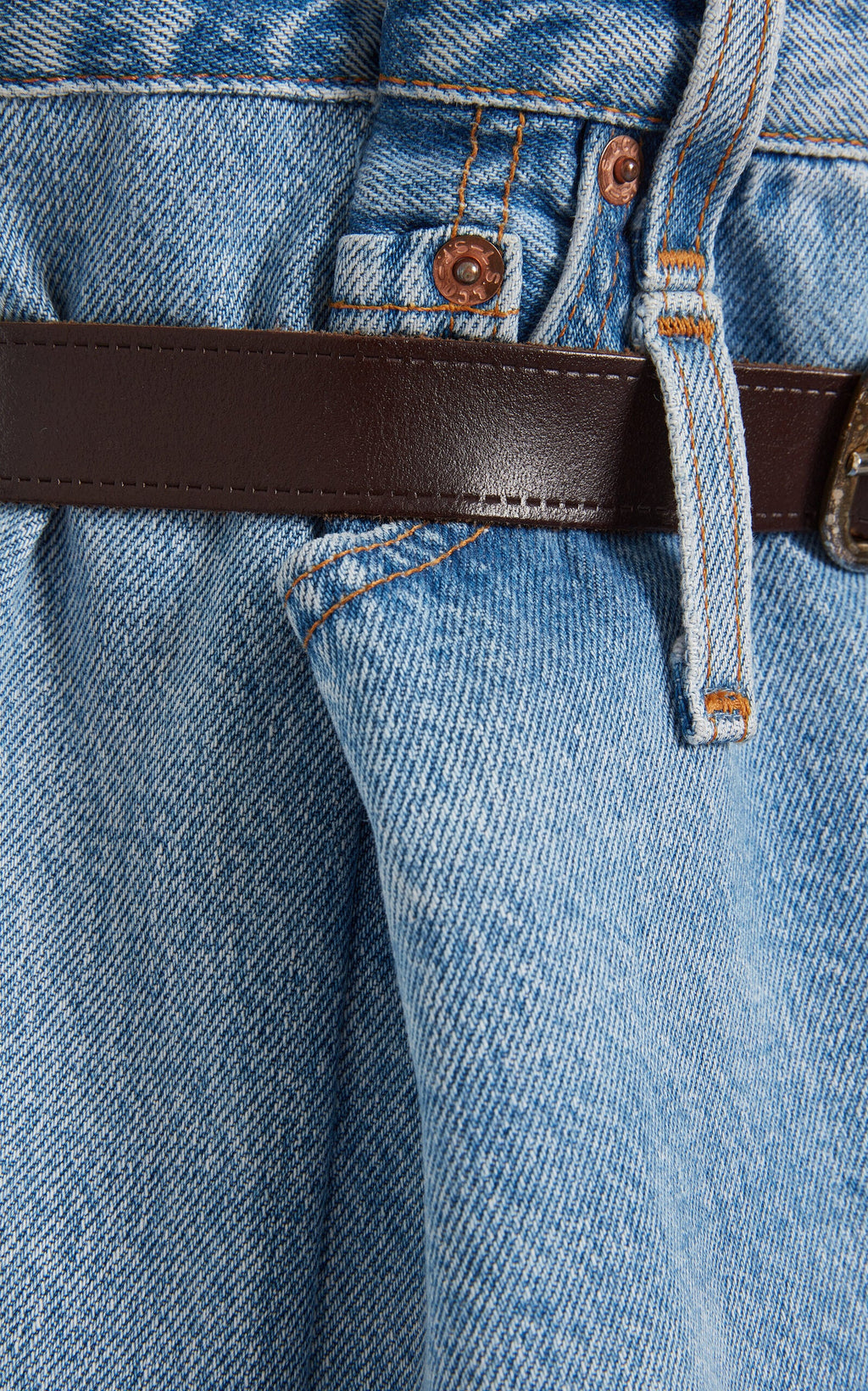 A.W.A.K.E. MODE Wide Leg Denim Pants - Mid Blue