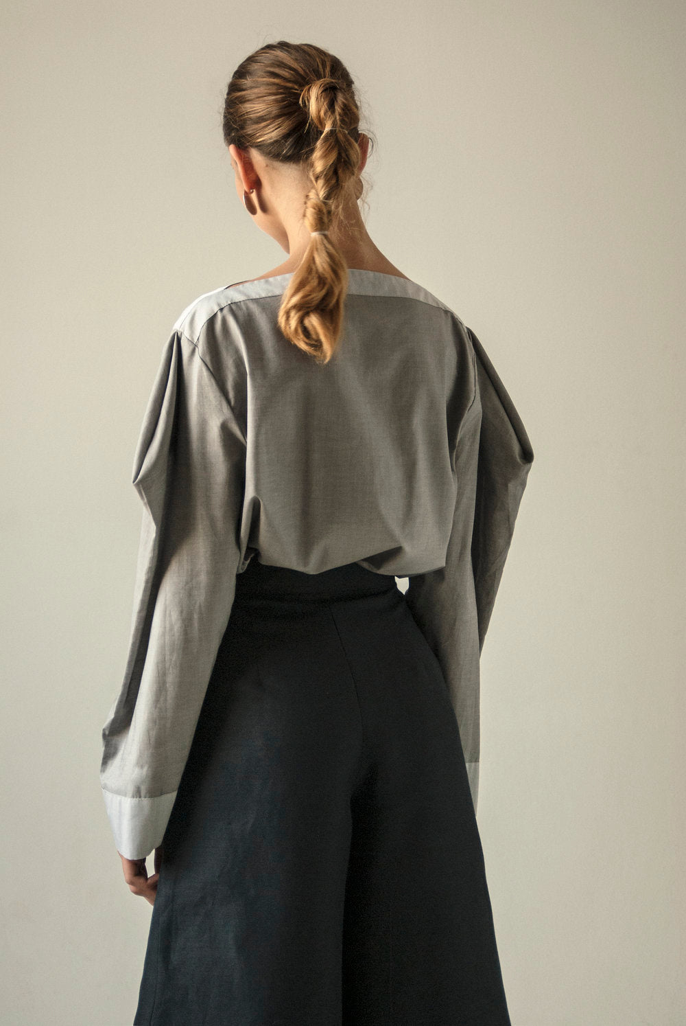K M by L A N G E Wide leg crossover Button Sharovary pants - NAVY
