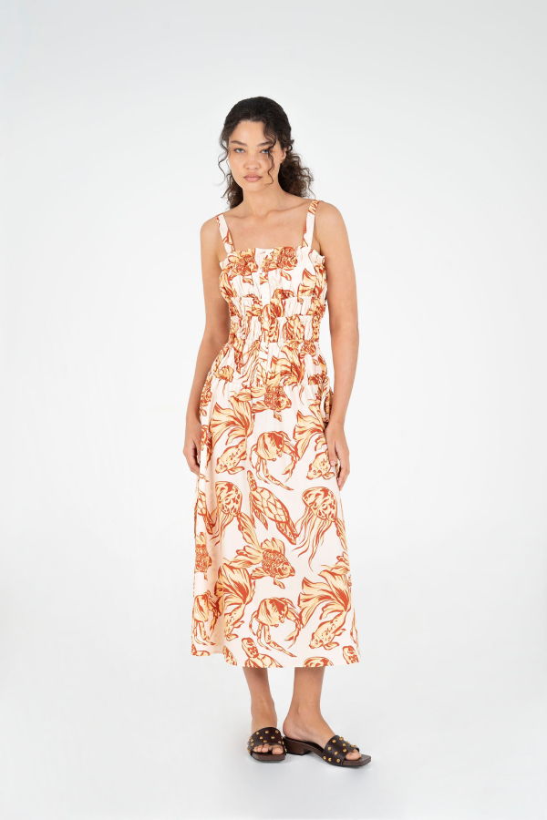 Carmensays Wilde Ocean-Inspired Print Dress
