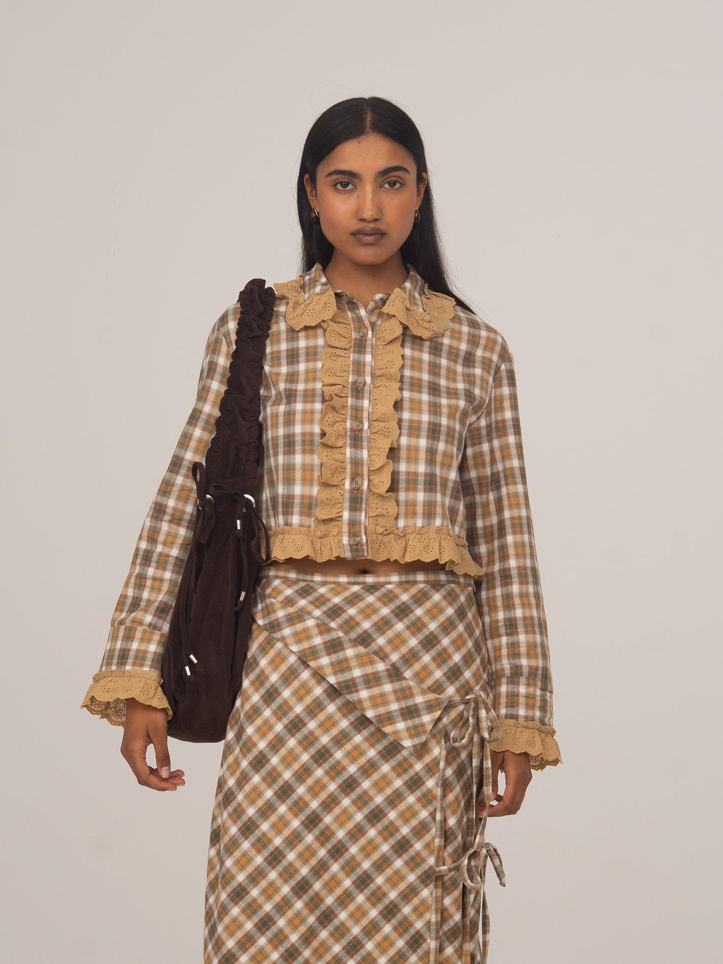 Carmensays Willow Plaid Crop Shirt