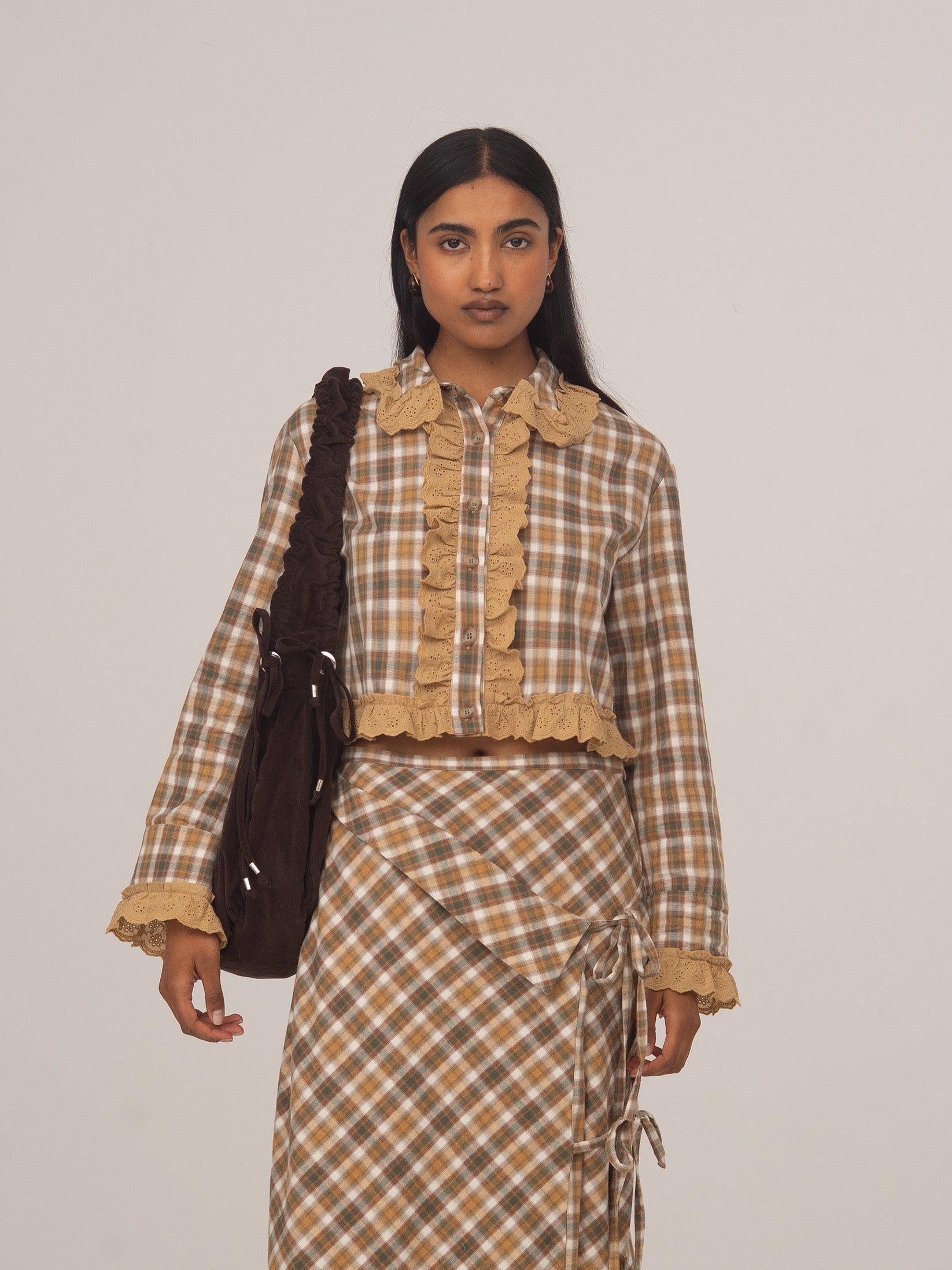 Carmensays Willow Plaid Crop Shirt