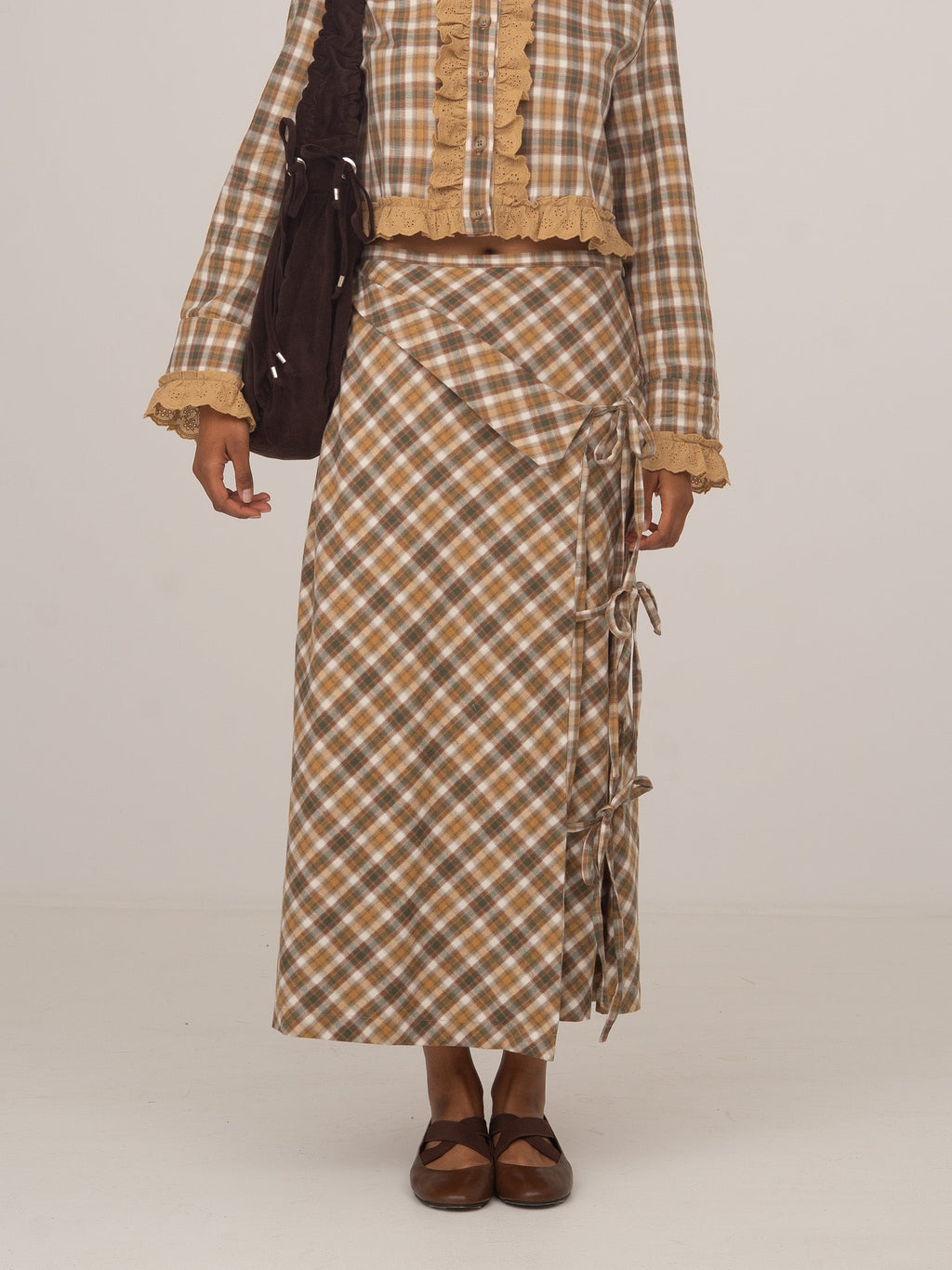 Carmen Says Willow Plaid Midi Wrap Skirt