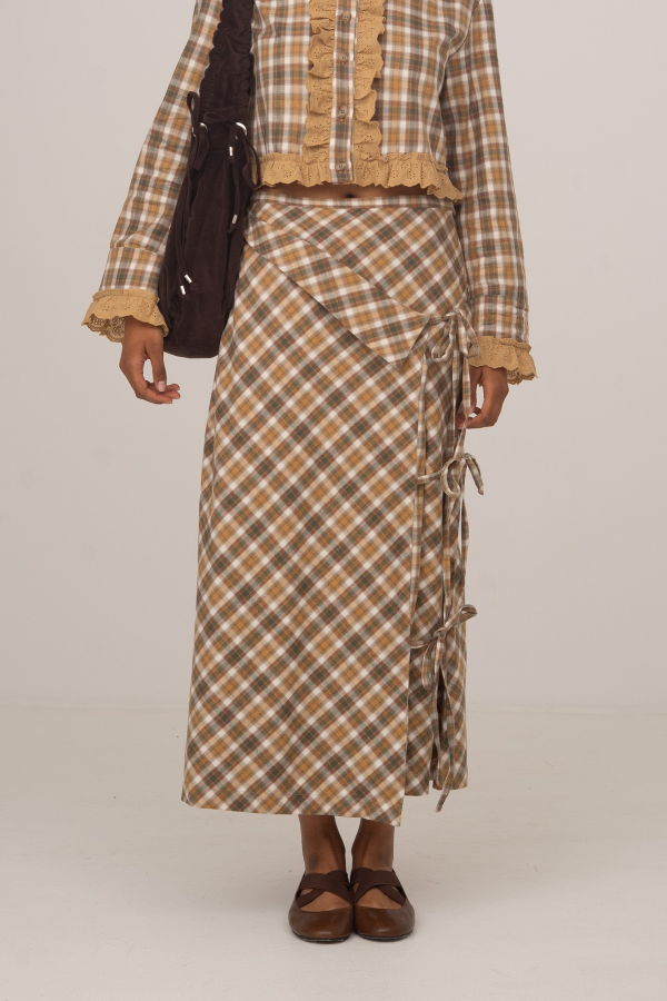 Carmen Says Willow Plaid Midi Wrap Skirt