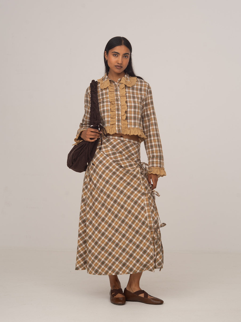 Carmen Says Willow Plaid Midi Wrap Skirt