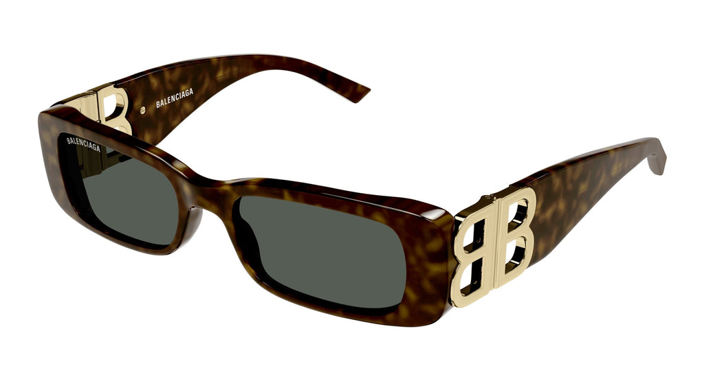 Balenciaga Dynasty Rectangle Sunglasses - Havana/Gold