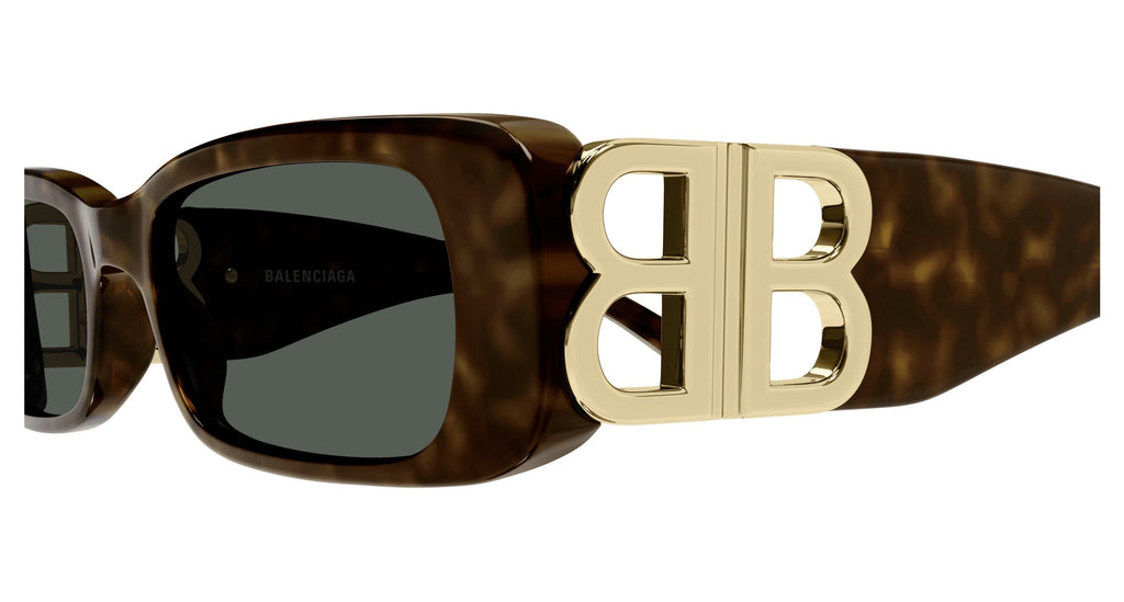 Balenciaga Dynasty Rectangle Sunglasses - Havana/Gold