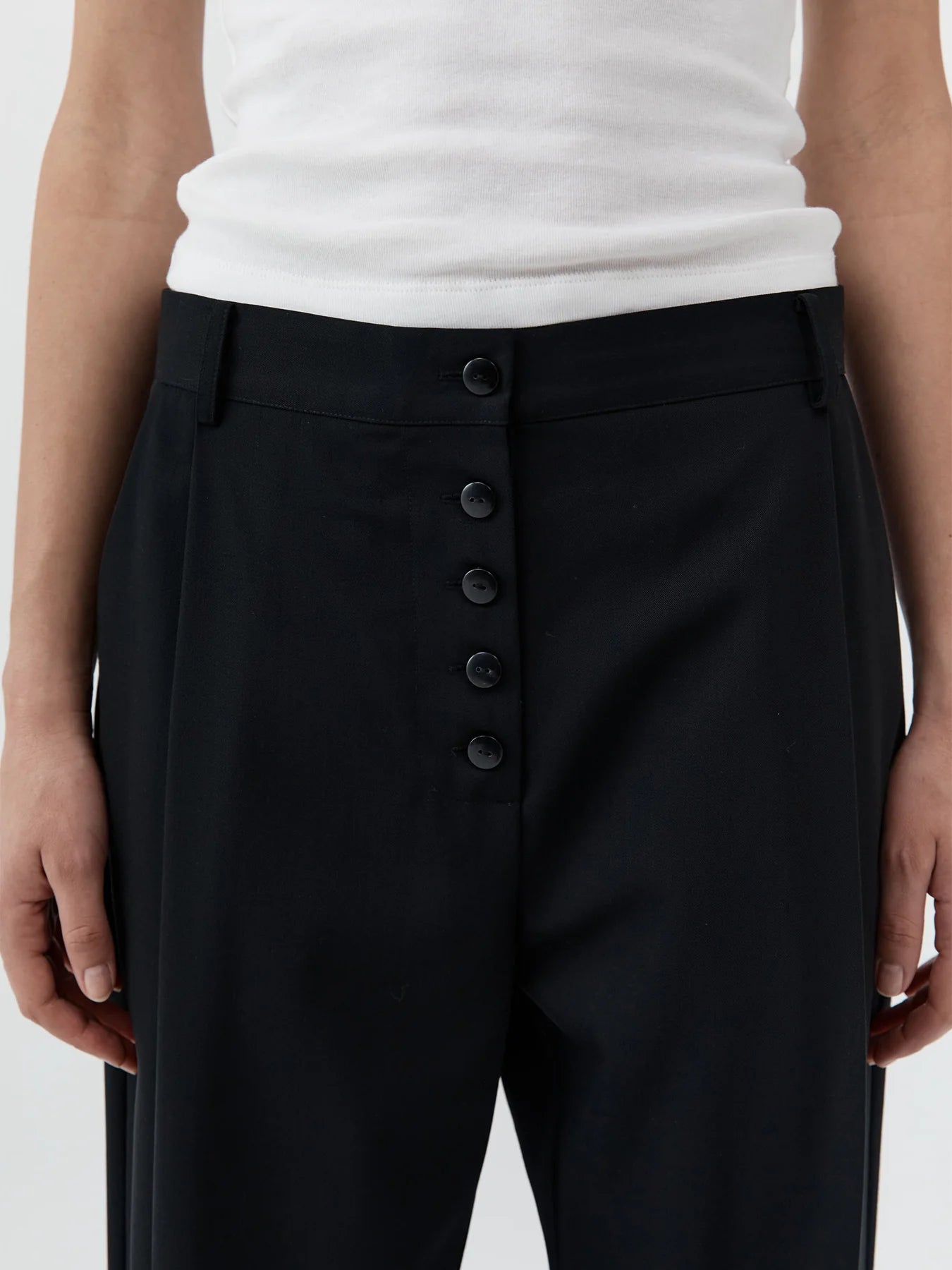 St. Agni Wool Button Front Pleat Pants