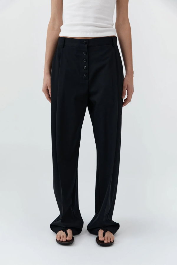 St. Agni Wool Button Front Pleat Pants