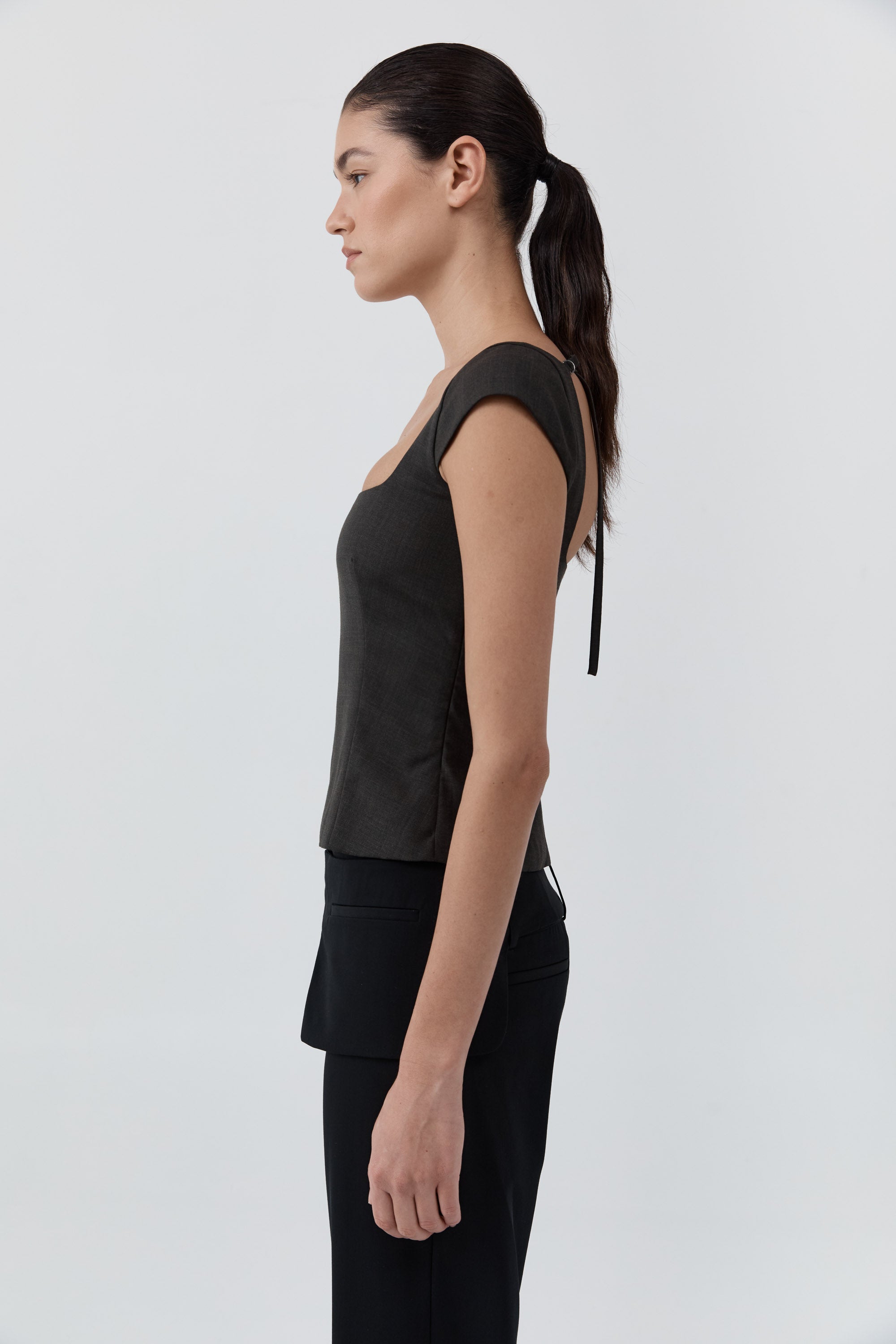 St. Agni Wool Cap Sleeve Top - Umber