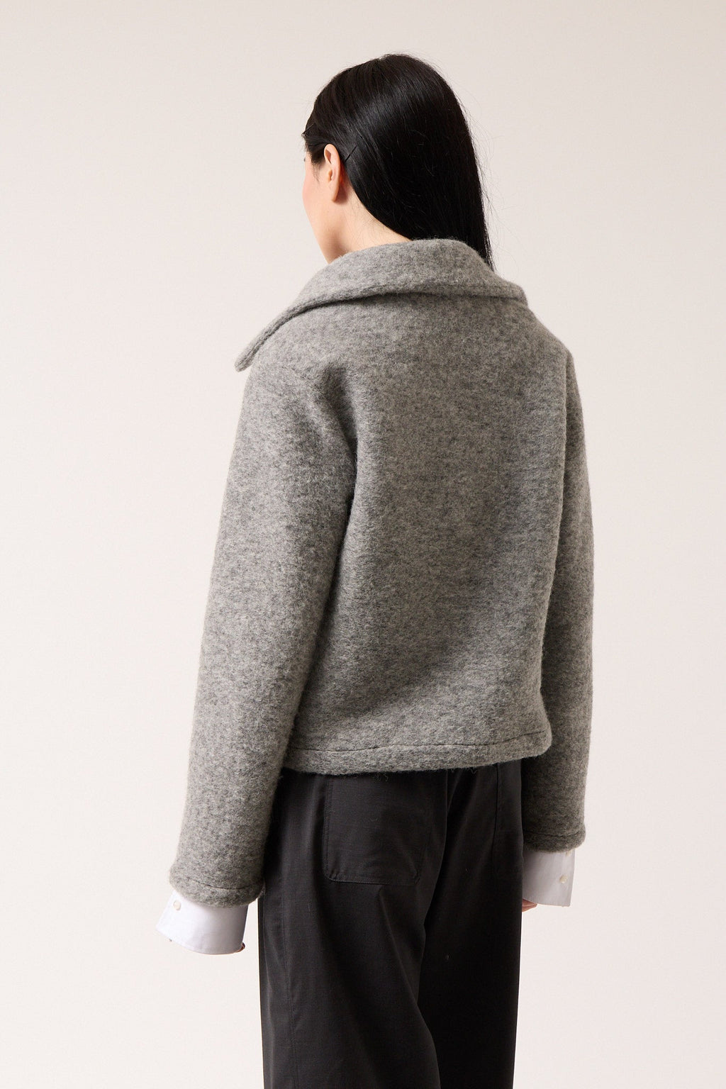 Colmillo de Morsa Wool Cropped Jacket - Gray