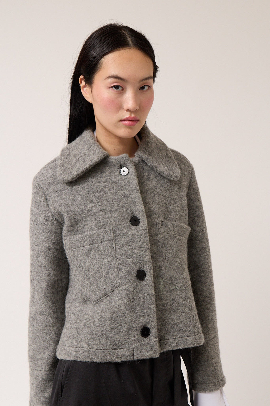 Colmillo de Morsa Wool Cropped Jacket - Gray