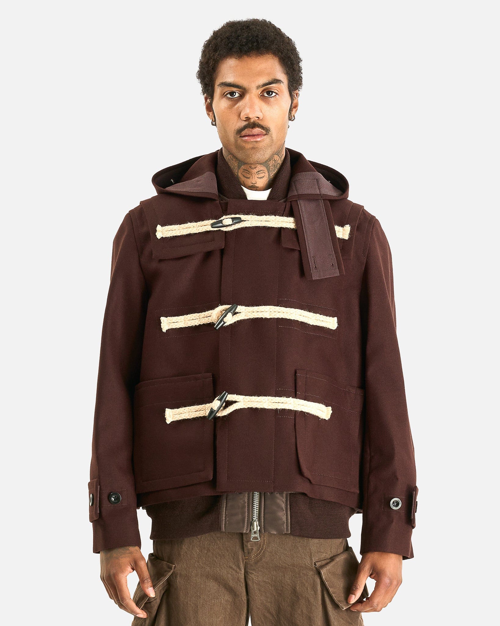 sacai Wool Melton Blouson Jacket - Brown