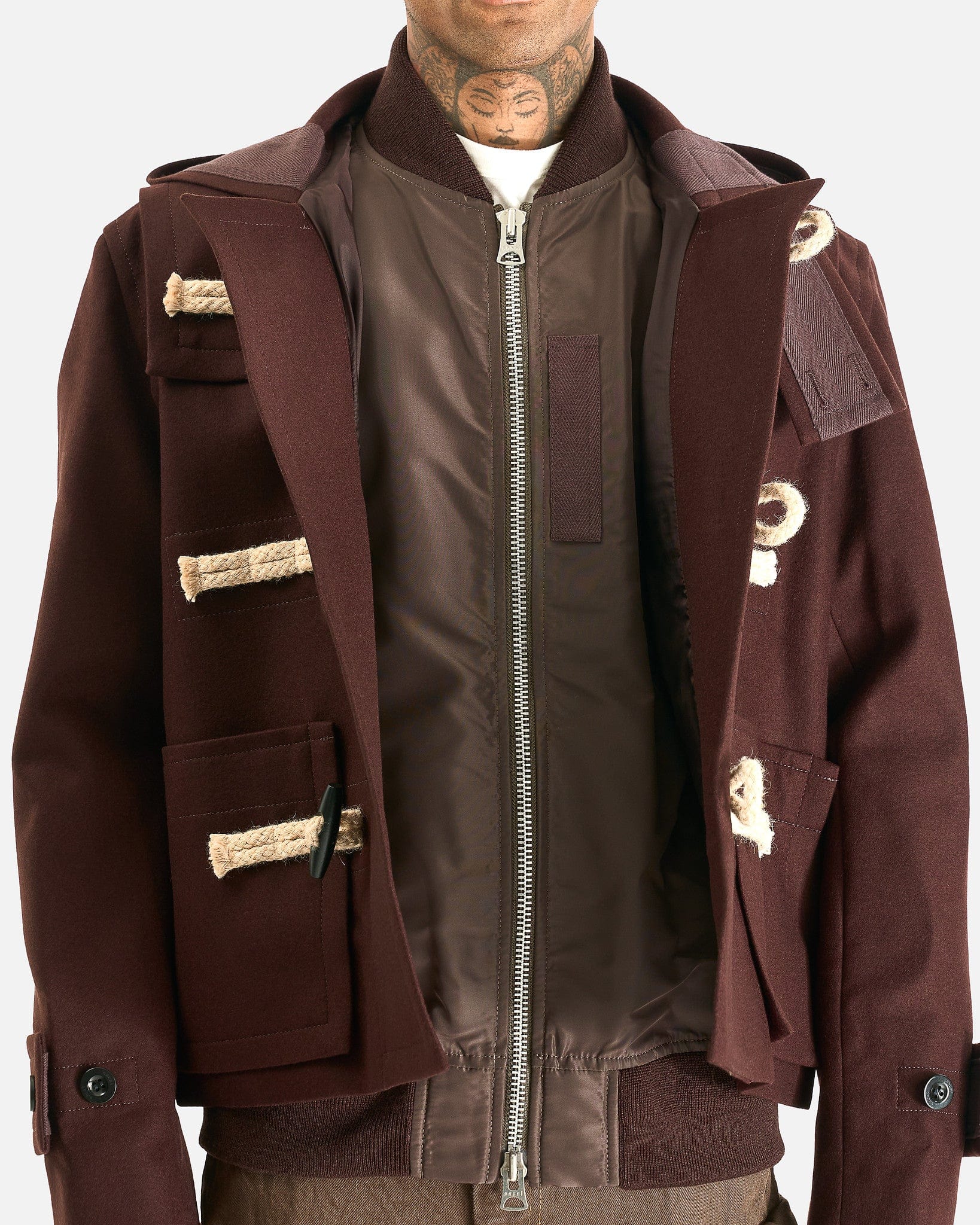 sacai Wool Melton Blouson Jacket - Brown