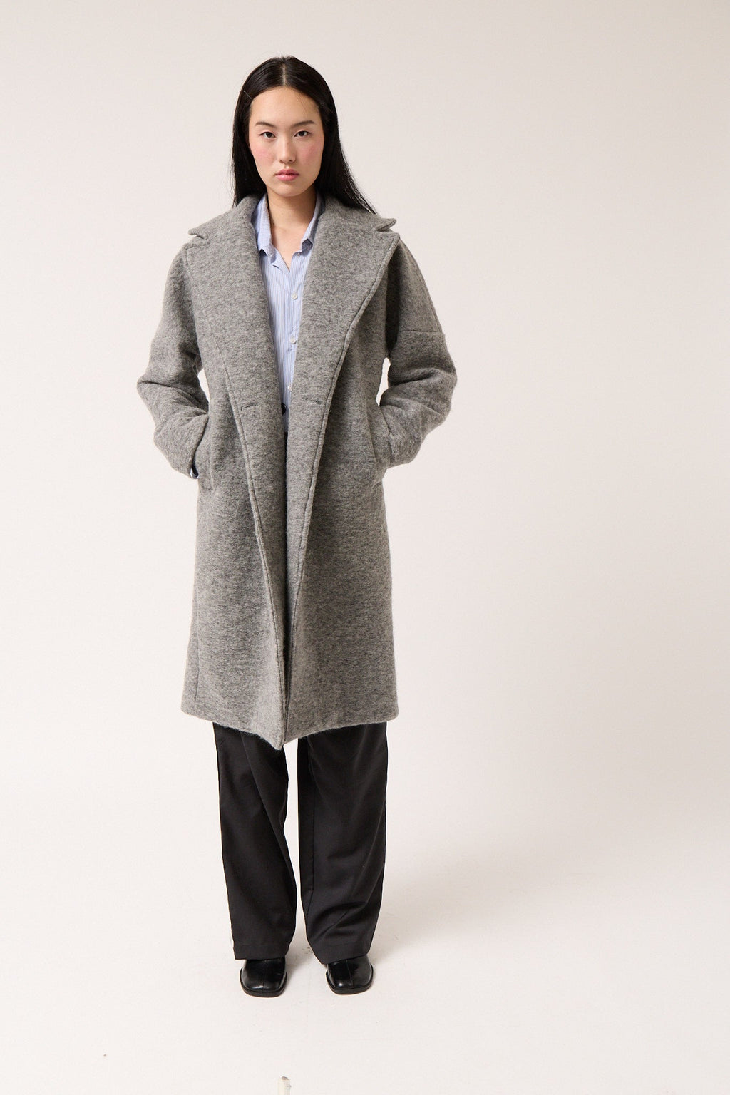 Colmillo de Morsa Wool Oversized Coat - Gray