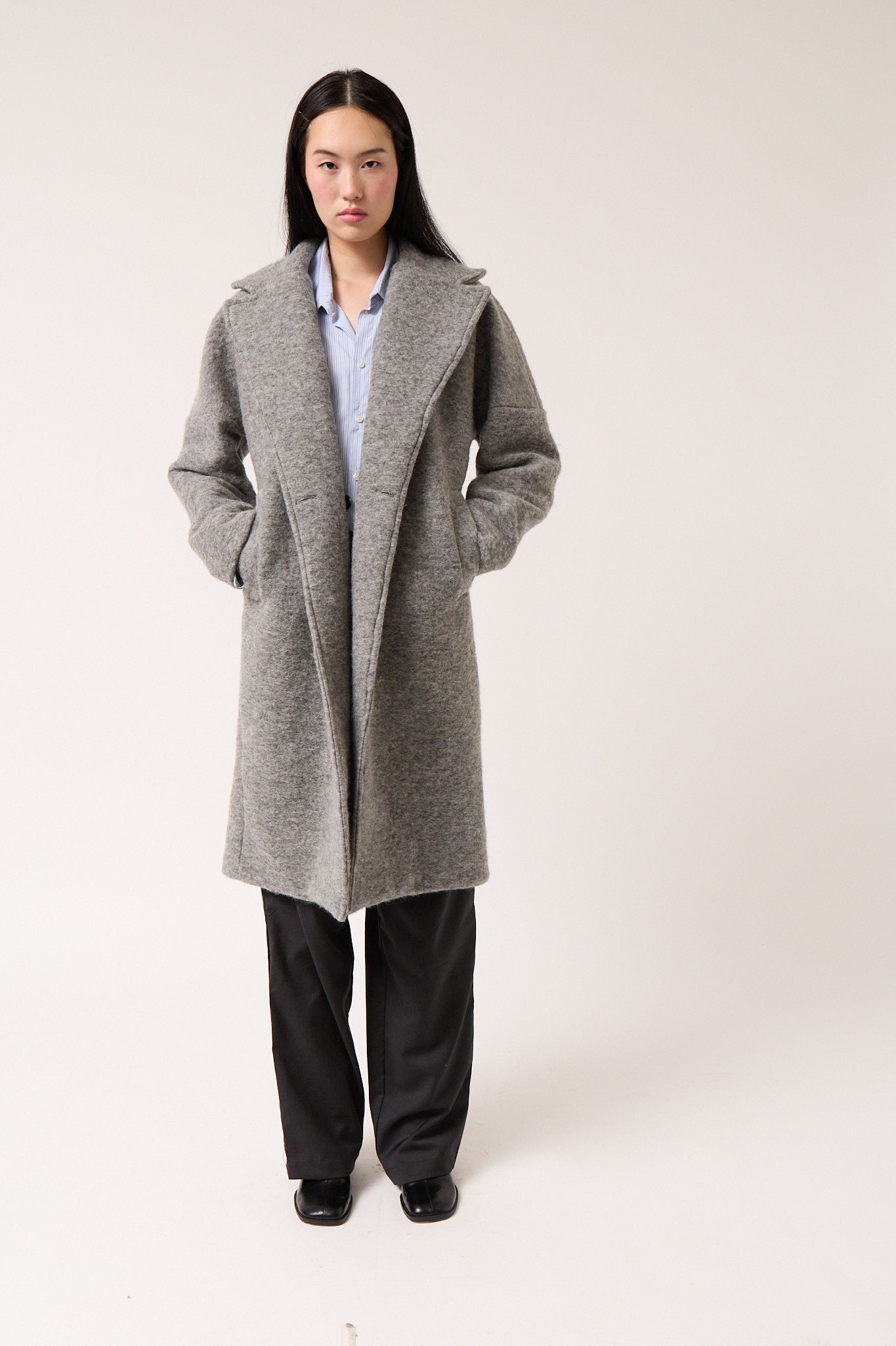 Colmillo de Morsa Wool Oversized Coat - Gray