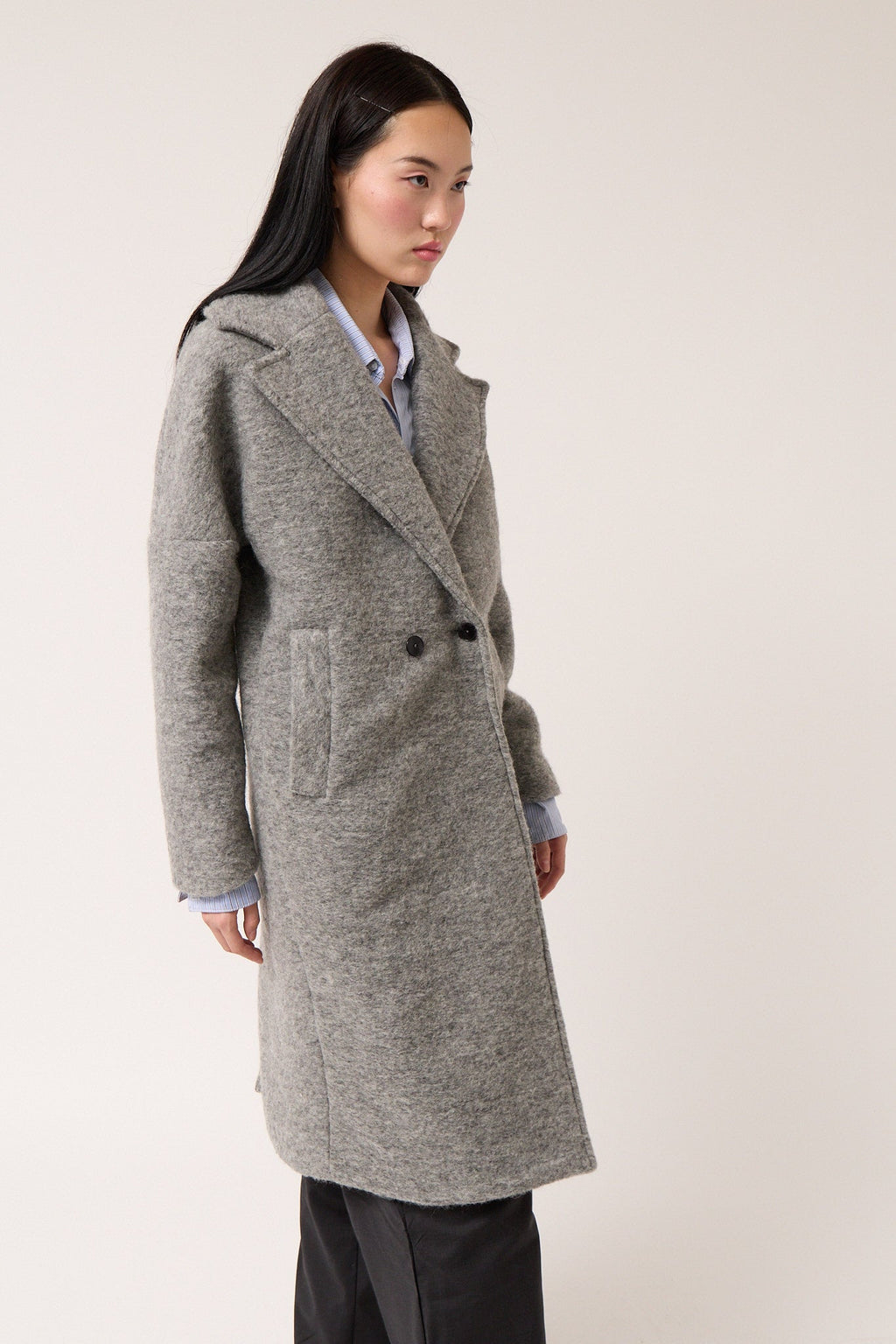 Colmillo de Morsa Wool Oversized Coat - Gray