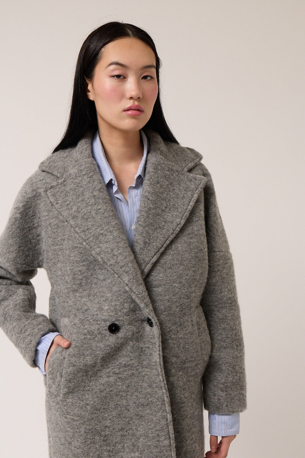 Colmillo de Morsa Wool Oversized Coat - Gray