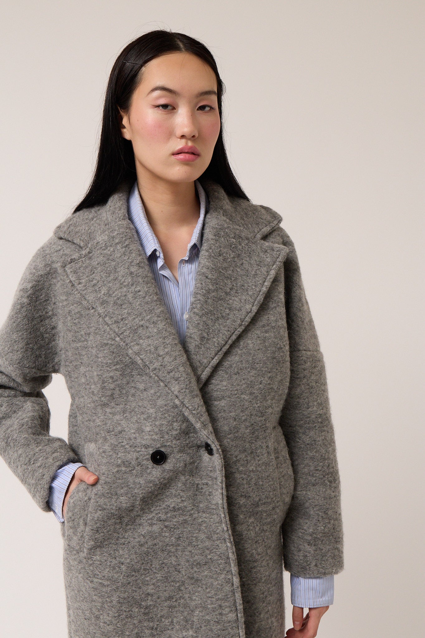 Colmillo de Morsa Wool Oversized Coat - Gray