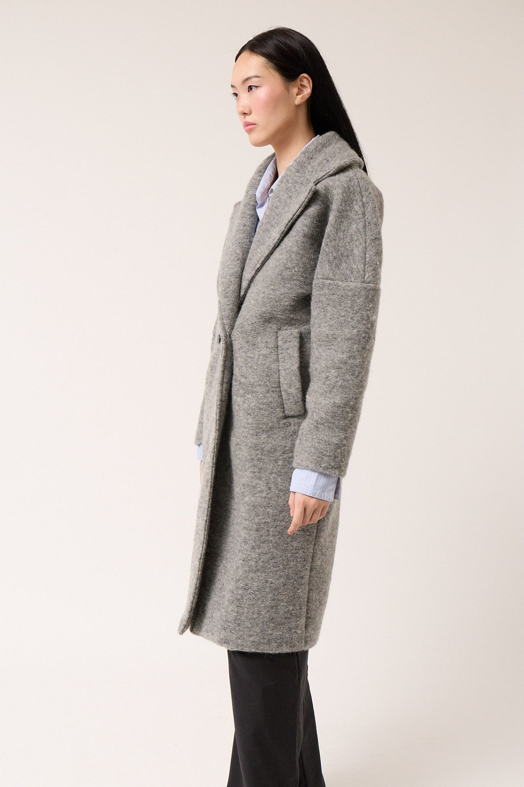 Colmillo de Morsa Wool Oversized Coat - Gray