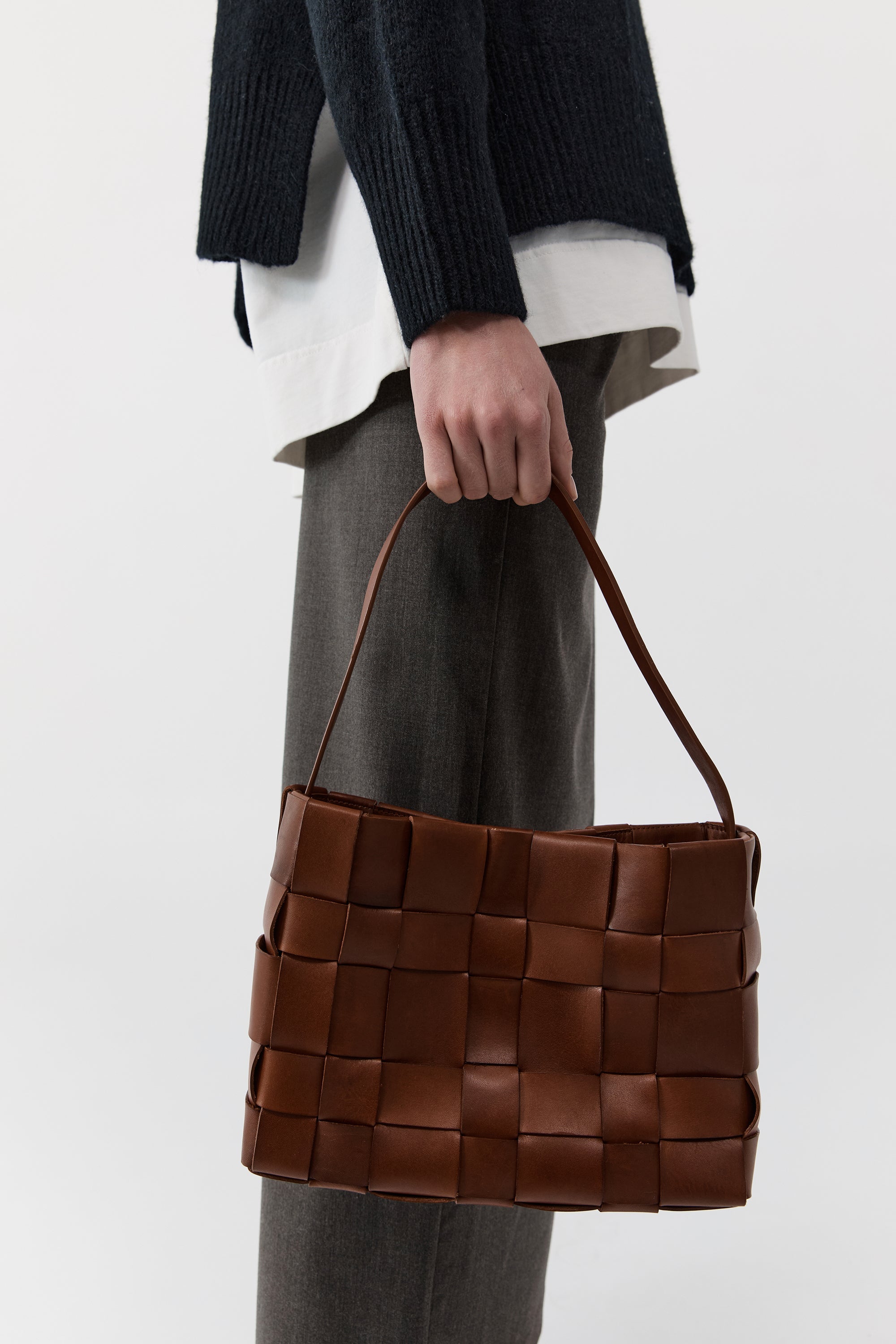 St. Agni Woven Mini Tote - Chestnut